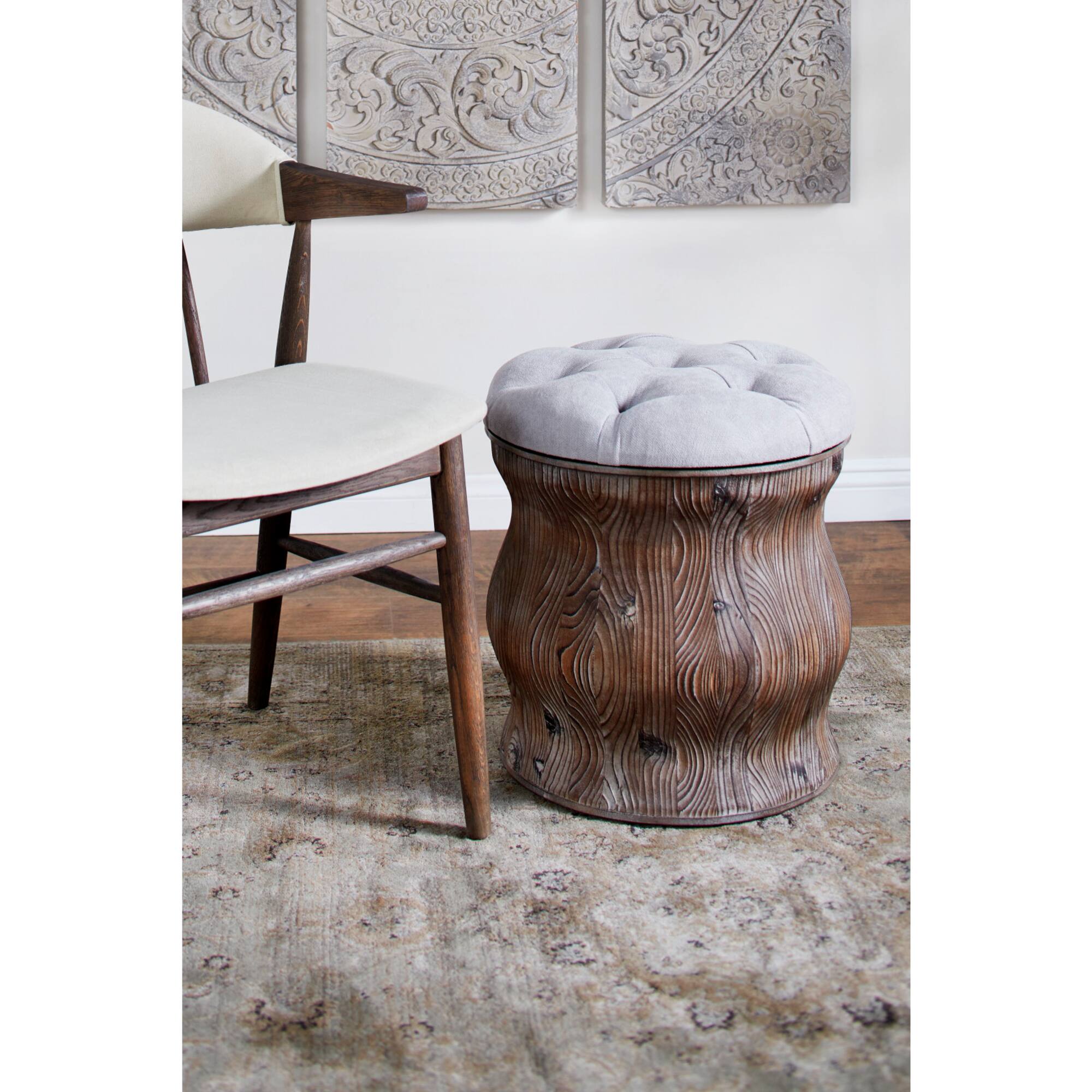 18" Chinese Fir Rustic Stool